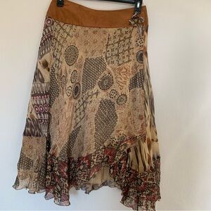 Sandy Starkman Bohemian Patchwork Midi Skirt - Medium Cotton Rayon